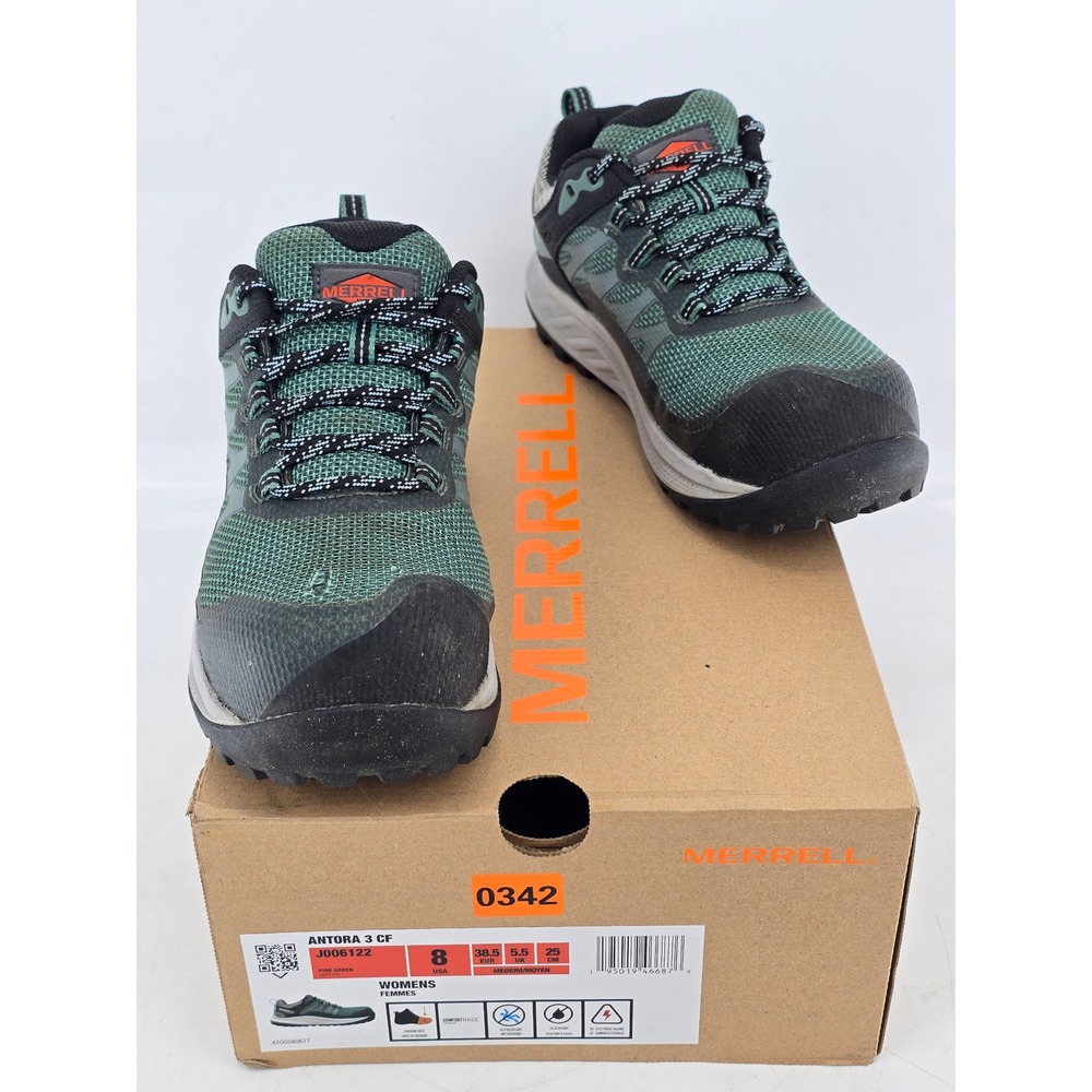 Merrell Antora 3 CF Work Shoes Womens 8 Pine Green Carbon Fiber Toe -Good